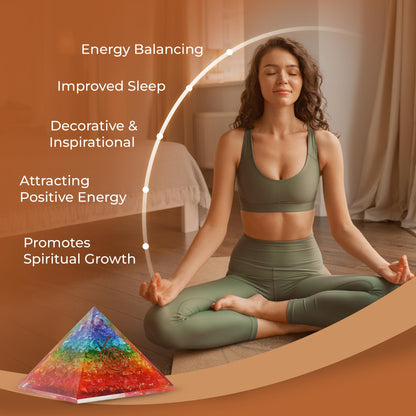 Orgone Pyramid of Success – 7 Chakra Orgonite Pyramid for Healing, Meditation, Stress Relief, Positive Energy & Chakra Balancing