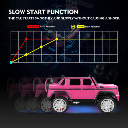 JOYLDIAS Ride On Cars, Licensed Mercedes-Benz Maybach G650S, 12V7AH Battery Powered Toy Electric Car for Kids W/LED Underglow Lights,Remote Control, 2 Motors, 3 Speeds, Music, Bluetooth,Horn,Pink