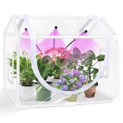 Vercome Indoor Mini Greenhouse with Grow Light, Tabletop Small Greenhouse for Beginners, All-in-One Tiny Plant Nursery Kit with Adjustable LED Light & Timer, Smart Grow Tent for Herbs, Gardening Gift