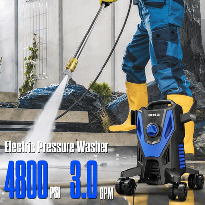 QIOMALA 4800PSI PowerWasher with 4 Quick Connect Nozzles, Foam Cannon for Car, Lane, Patio Cleaning