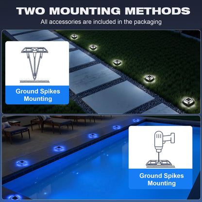VOLISUN Solar Driveway Lights 12 Pack Waterproof Dock & Deck Marker Lights,2-in-1 Blue & White LED,IP67 Wireless Outdoor Solar Light for Driveways,Sidewalks,Pathways,and Yards