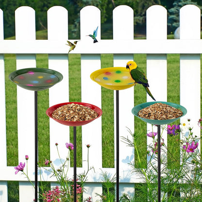 VEWOGARDEN 4 Pack Bird Bath for Outside Small Metal Bird Bath with Stake Outdoor Birdbath Set for Garden, Patio, Lawn Decor