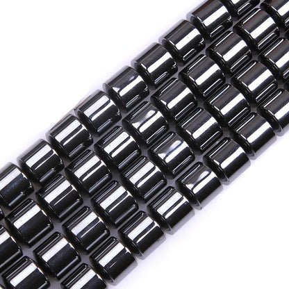 HAAMIIQII 50pcs 8mm Natural Black Hematite Loose Gemstone Beads Drum Shape Spacer Stone Beads for Jewelry Making DIY Bracelets Necklaces Crafting