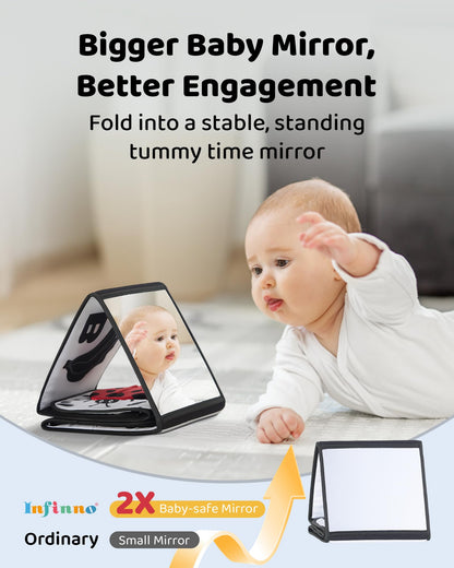 Black and White Baby Books for Newborn - Tummy Time Mirror & Sensory Toys Soft Montessori Toy for Infant Visual Stimulation, Brain Development & Early Learning - High Contrast Toys for 0-6 Months