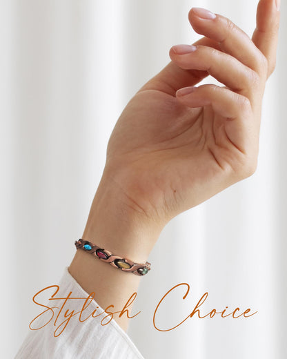 Jecanori Copper Bracelets for Women, Magnetic Bracelets for Women with 3800 Gauss Ultra Magnets and Sizing Tool, Featuring a Fish Tail Design