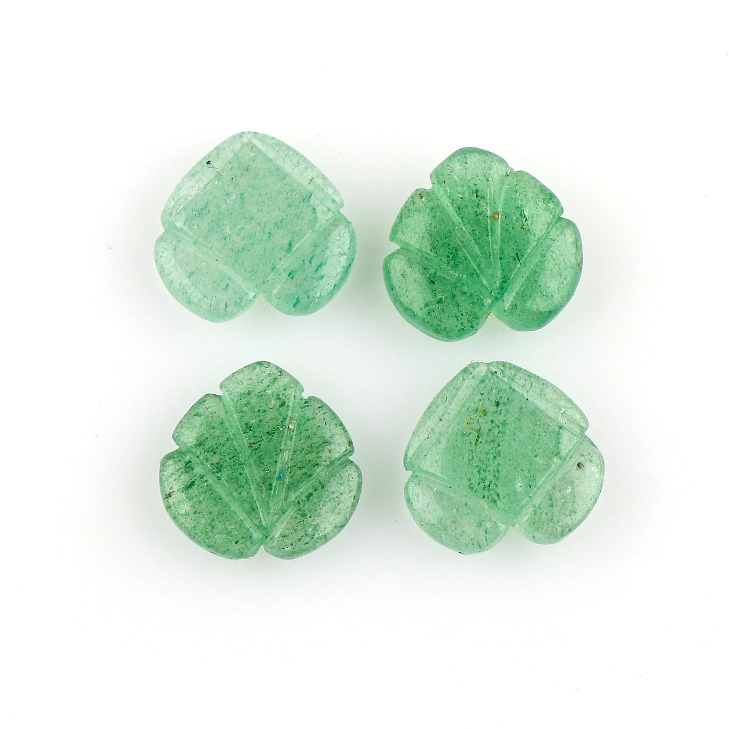CRYSTALIS 4pcs Natural Green-Strawberry-Quartz, Carved Loose Gemstone, Wholesale Bulk Cabochons, Jewelry Making Supply, Chakra Healing Polished Stones, Wire Wrapping, DIY, Gem Collection