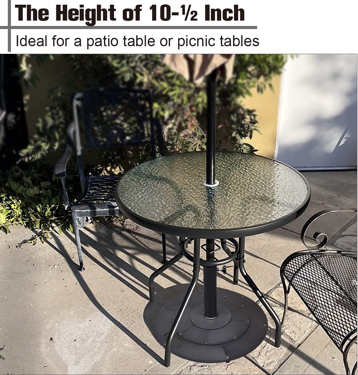Koutemie 21 Inches Heavy Duty Metal Outdoor Patio Umbrella Base Stand Holder for 1-¼" or 1-½" Umbrella Poles, Black