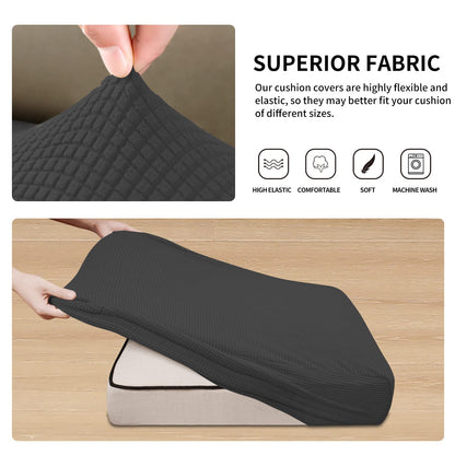 Easy-Going Stretch Individual Chair Couch Cushion Cover Sofa Cushion Furniture Protector Sofa slipcover Soft Flexibility with Elastic Bottom (3-Piece Sofa Cushion Cover, Dark Gray)