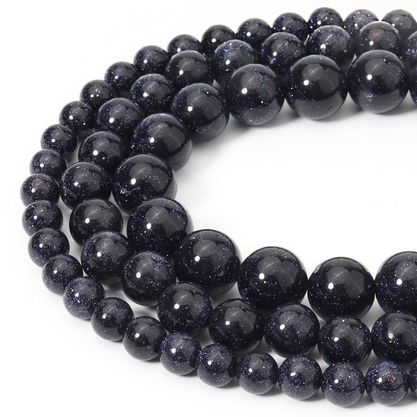 Siomia 45pcs 8mm Natural Blue Sandstone Gemstone Beads Energy Healing Crystal Round Loose Stone Beads for Jewelry Making, DIY Bracelets Necklaces