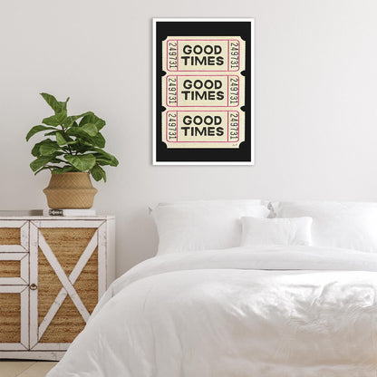 Trendy Wall Art Prints Poster Retro Good Times Ticket Print Black White Canvas Wall Art Retro Trendy Preppy Wall Decor For Bar Cart Teen Girls Living Room Bedroom Gallery 8x12in Unframed