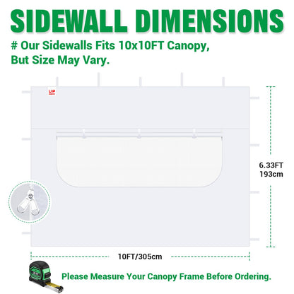 Acepic Instant Canopy SunWall for 10x10 Pop Up Canopy Frame with Mesh Window and Zipper, 99% Rainproof and UV Protection for Outdoor, Viewing the Scenery, and Ventilation (3 PCS Sidewalls Only, Black)