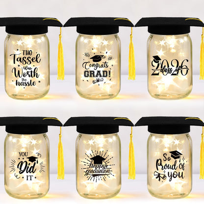 CUPLOOV 6 Sets 2026 Graduation Centerpieces for Tables, Mason Jar Centerpieces with Graduation Caps, Money Jars for College High School Congrats Grad Party Decor Supplies