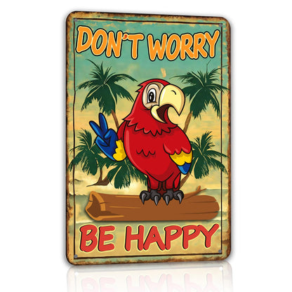 MOUNTWOLF Don't Worry Be Happy 8" x 12" Outdoor Metal Signs for Backyard, Patio, Porch Decor