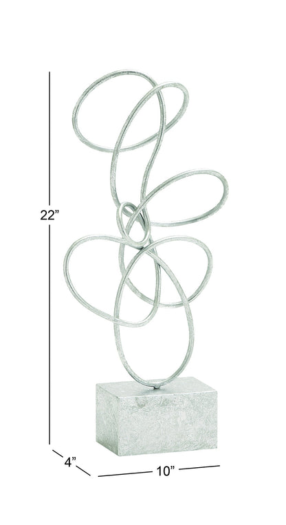 Deco 79 Metal Abstract Decorative Sculpture Swirl Home Decor Statue, Accent Figurine 10" x 4" x 22", Silver
