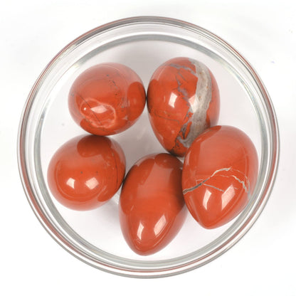 Justinstones Natural Red Jasper Gemstone Egg Crystal Healing Chakra Meditation Home Office Decor Stone with Stone Stand