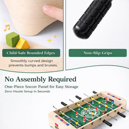 Miosea 28 Inch Tabletop Foosball Table, Portable Wooden Soccer Game Set with Non-Slip Base, Ergonomic Handles for Kids and Adults, Indoor Family Game Night & Birthday Gift