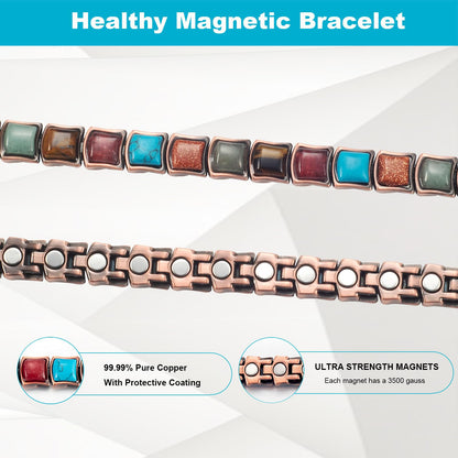 EnerMagiX Copper Bracelets for Women, 6.69inch Adjustable Effective Magnetic Bracelet, 3500 Gauss Magnets, Jewelry Gift