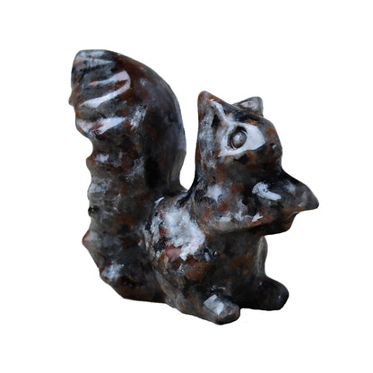 DZJXBZhu Flame Stone Squirrel Crystal Statue Healing Crystal Reiki Meditation Pocket Gem Guardian Sculpture Home Study Table Desk Decor Collection Gift for Loved Ones