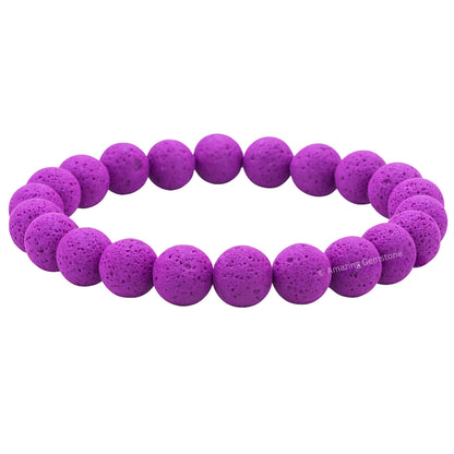 Amazing Gemstone Crystal Bracelet for Women Men's Gifts - Protection Healing Crystal Bracelet - 8mm Gemstone Beaded Stretchable Bracelet Pulseras Para Hombres Mujer Stocking Stuffers Mothers Day Gift (Purple Lava)