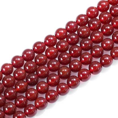8mm Natural Gemstone Round Red Agate Loose Beads for Jewelry Making Bracelets Necklace Earrings Art Craft (45-48pcs/strand)