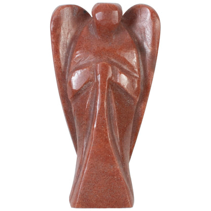 "Red Sand Jasper Gemstone Guardian Angel Healing Crystal, Hand Carved Pocket Angel Figurine - Crystals for Positive Energy, Handmade Mini Statue for Love, Peace & Healing, Natural Gemstone Figurine"
