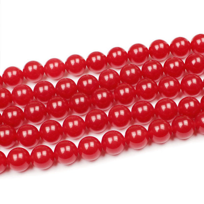 MJDCB Natural Red Jade Round Loose Beads for Jewelry Making DIY Bracelet Necklace (6mm)