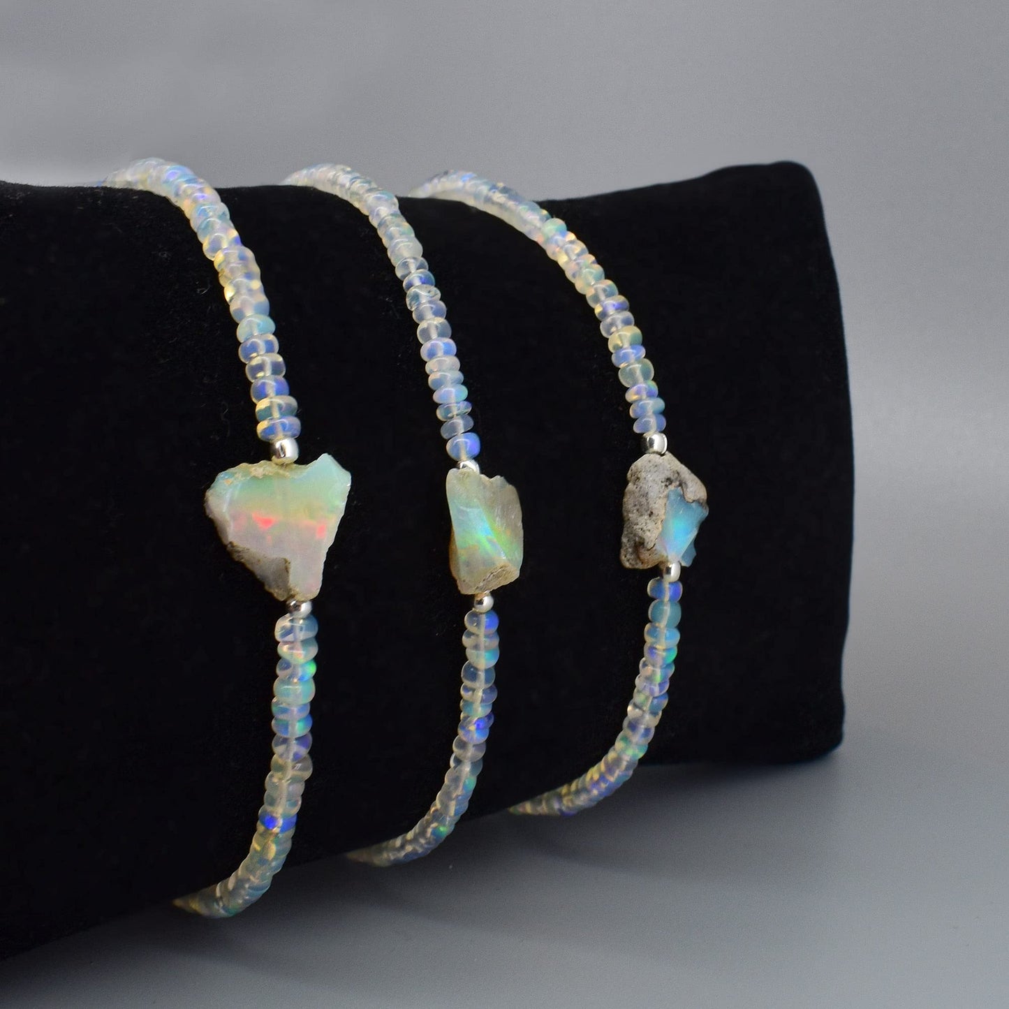 Gempires Natural Ethopian Opal Beads Bracelet, Raw Opal Bracelet, Faceted opal Beads, Healing Opal Protection Bracelet, 8 inch bracelet for women