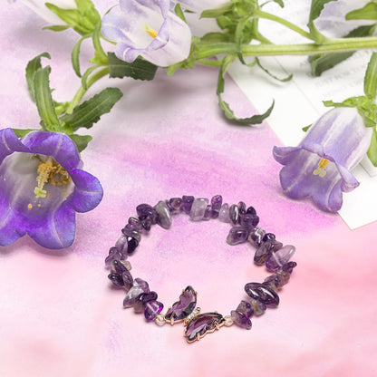 Artlunar Butterfly Bracelets Healing Bracelet Charm Jewelry Gift with Beaded Bracelets Purple Bracelet for Women (Purple)