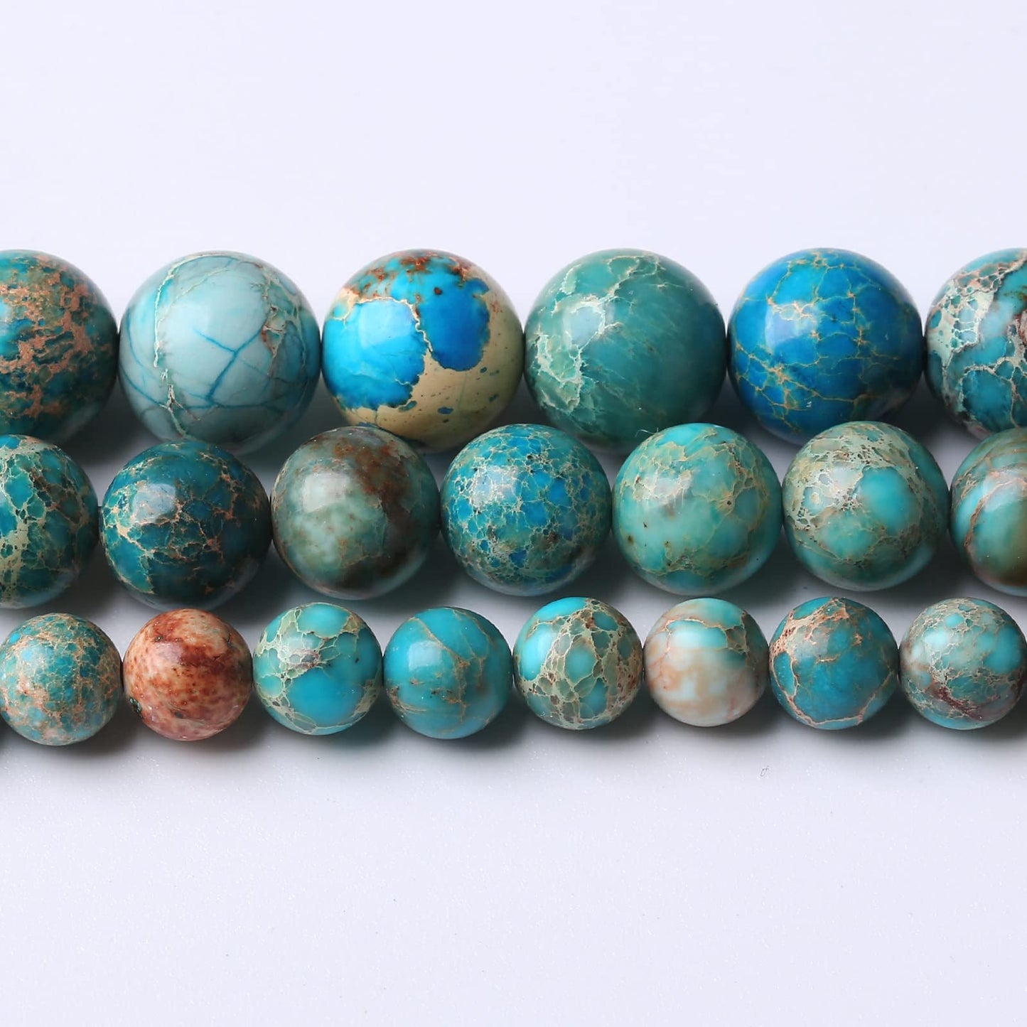 36PCS 10MM Natural Blue Imperial Jasper Stone Beads Round Shape Suitable for Jewelry DIY Bracelet 15 Inches