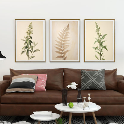 WINDVALE Botanical Wall Art Prints,Tropical Plants Leaves Prints,Rustic Neutral Floral Poster Retro Wildflower Wall Art Decor for Living Room Bedroom Bathroom Office 8x10 Unframed