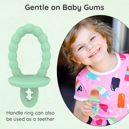 btrfe Baby Ice Lolly Mould, Silicone Petite Pops, Baby Popsicle Mold Set Tiny Pops and Teether for Infants 4+ Months Teething Relief, Baby Essentials