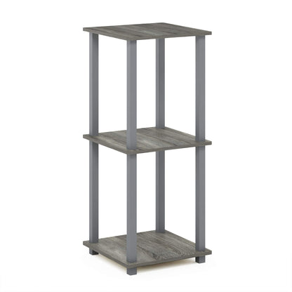 Furinno SIMPLISTIC Side Table Set of 2, 2-Tier Square Modern End Table, Nightstand, Night Stand, Bedside Table, Toolless Assembly, for Living Room, Bedroom, French Oak
