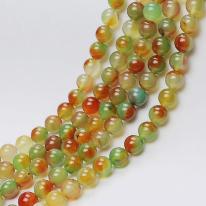 MJDCB Natural Peacock Agate Beads Red Green Agate Beads Round Stone Beads for DIY Necklace Bracelat Jewelry Making Strand 15" (6mm)