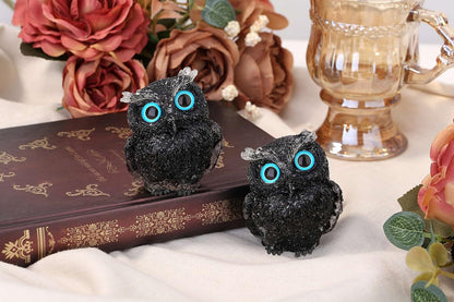LAIDANLA Black Obsidian 2.4" Owl Statue Natural Healing Crystal Cute Owl Animal Figurine Pocket Sculpture Reiki Spiritual Energy Gemstone Home Office Room Desk Decor Gifts for Women Men