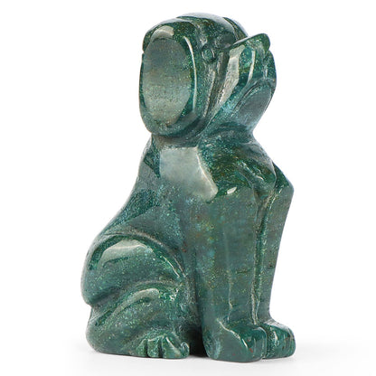 Artistone 2" Ocean Jasper Dog Crystal Animals Figurine Carved Gemstone Puppy Dog Statue Sculpture Craft Home Decorations