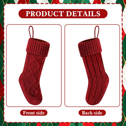 Doitory Christmas Stockings 18 Inches,Long Knitted Socks Christmas Decoration Hanging Stocking Fireplace Xmas Tree Stocking for Home Family（6P-red）