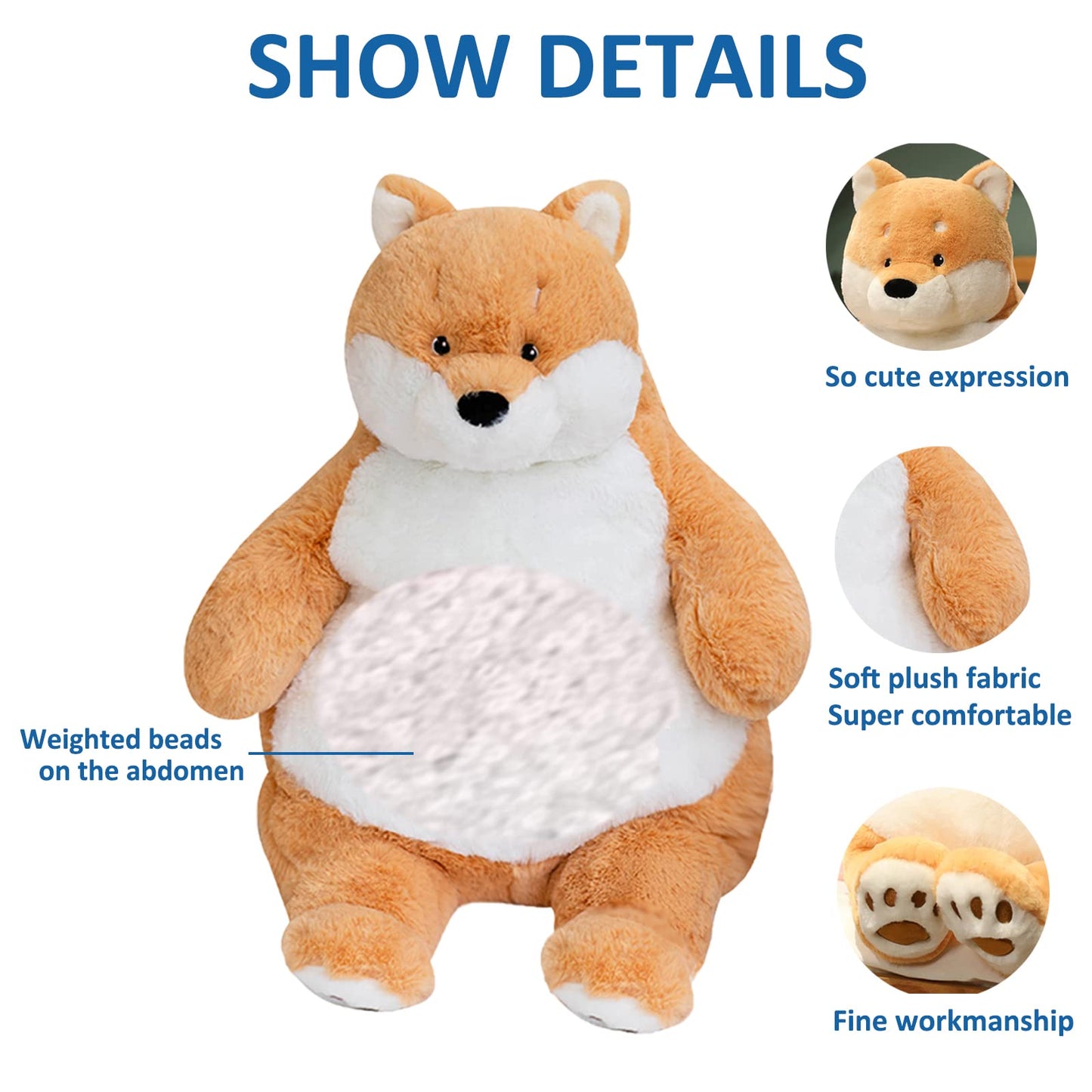 ronivia Shiba Inu Weighted Stuffed Animals, 21.5" 5.2 lbs Weighted Shiba Inu Dog Plush Toy Large Weighted Plush Animal Pillow Gifts for Boys and Girls