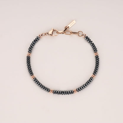 GAVU Crystal Jewelry, Stainless Steel Hematite Stone Beaded Bracelet for Men, Rosegold Bracelet for Men