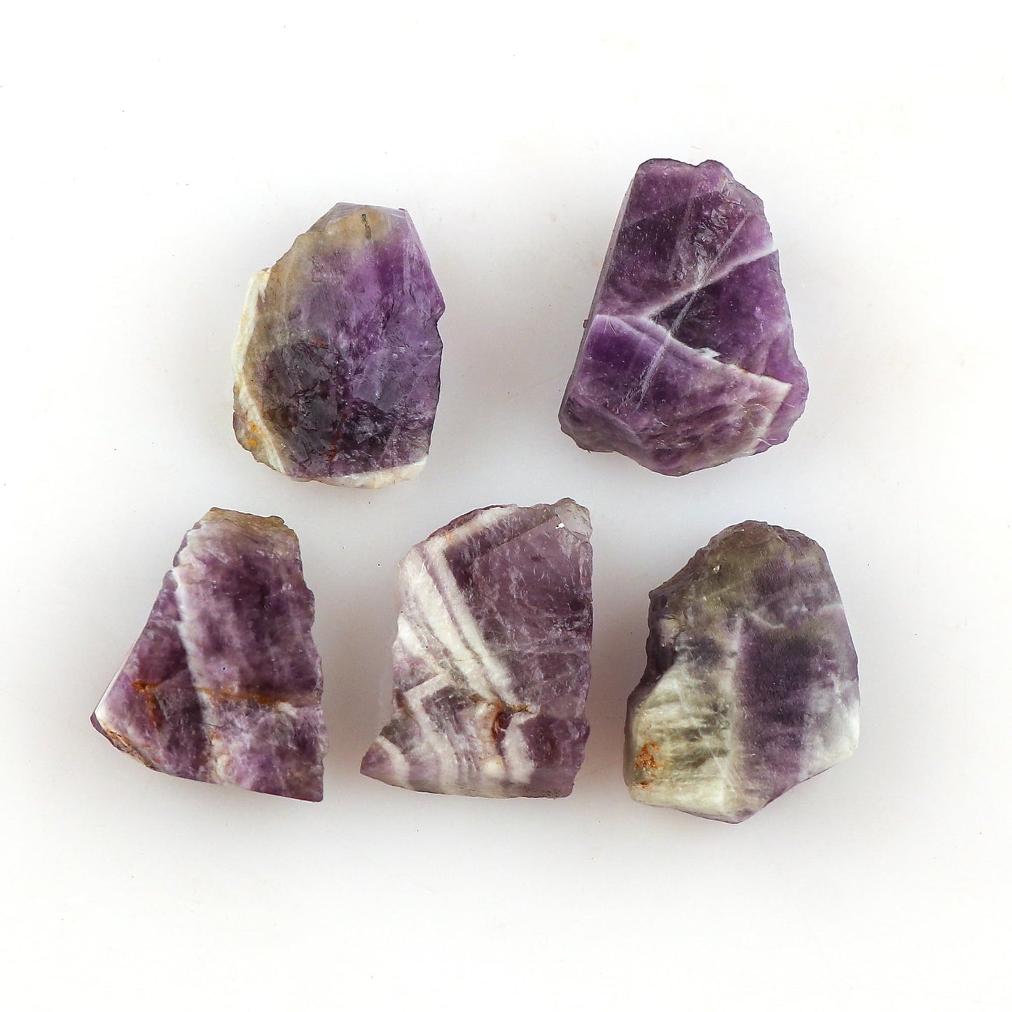 CRYSTALINES 5pcs Wholesale Natural Raw Chevron Amethyst Gemstone, Untreated Rough Stones, Bulk Loose Supplies, DIY Crafts, Jewelry Making, Healing Crystals, Birthstone, Gem Collection, AAA Grade