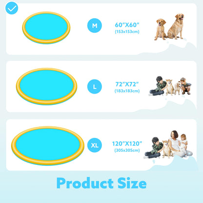 SLOOSH 60" Non-Slip Splash Pad Sprinkler - Outdoor Water Play Toys Backyard Fountain Mat for Toddlers Kids Dogs, Thickened Sprinkler Outside Pool Party Durable for Girls Boys Pets (60in, Orange&Blue)