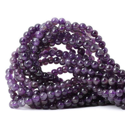 CHEAVIAN 60PCS 6mm Natural Amethyst Gemstone Round Loose Beads Crystal Energy Stone Healing Power for Jewelry Making 1 Strand 15"