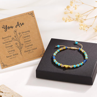 yupoxiu Inspirational Gifts for Women Birthday - Healing Natural Stone Bracelets, Thinking of You Get Well Soon Gifts for Women Friend Sister (I-Blue Aventurine & you're)