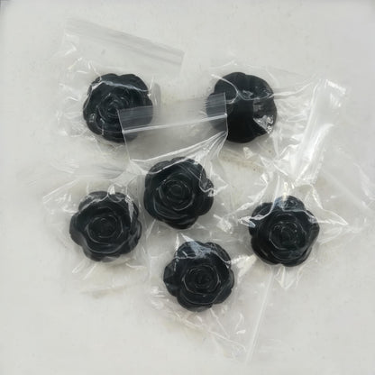 Sunshcat Natural Black Obsidian Crystal Rose Pendant,Three Dimensional Carved Healing Meditation Jewelry Crystals and Healing Stone Figurine,Suitable for DIY Jewelry Making and Valentine's Day Gift