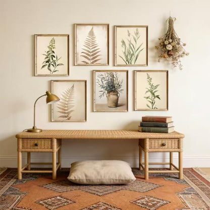 WINDVALE Botanical Wall Art Prints,Tropical Plants Leaves Prints,Rustic Neutral Floral Poster Retro Wildflower Wall Art Decor for Living Room Bedroom Bathroom Office 8x10 Unframed