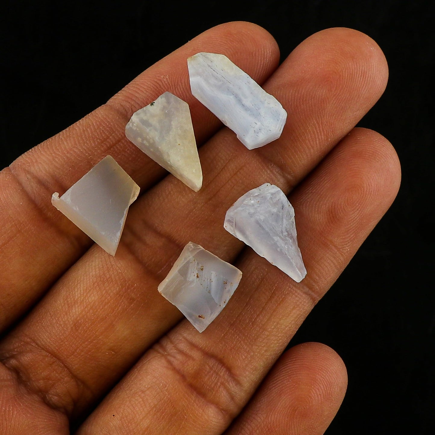 CRYSTALINES 5pcs Wholesale Natural Raw Blue-Lace Agate Gemstone, Untreated Rough Stone, Bulk Loose Supplies, DIY Crafts, Jewelry Making, Healing Crystals, Wire Wrapping, Gem Collection