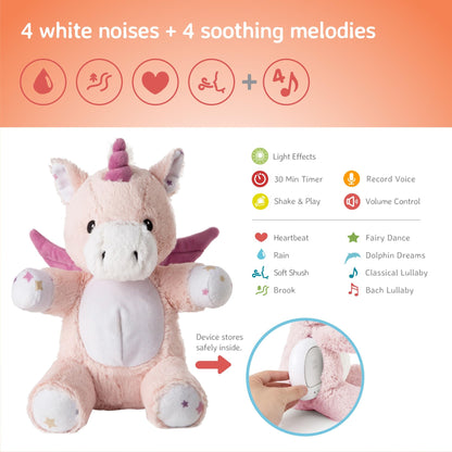 Cloud b Lily the Unicorn: Portable Baby Sound Machine & White Noise Soother. 8 Calming Lullabies & Nature Sounds. Travel-Ready Infant Sleep Aid & Nursery Registry Essential