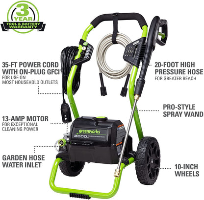 Greenworks 2000 Max PSI @ 1.1 GPM (13 Amp) Electric Pressure Washer GPW2000-1RG