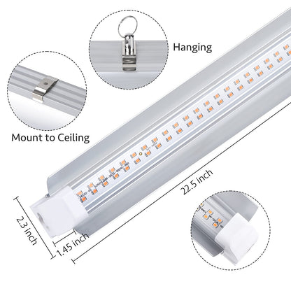 Grow Light, 2ft T8,100W(4 x 25W, 600W Equivalent), Super Bright, Full Spectrum Sunlight Plant Light, LED Grow Light Strips, Grow Lights for Indoor Plants,Greenhouse,4-Pack