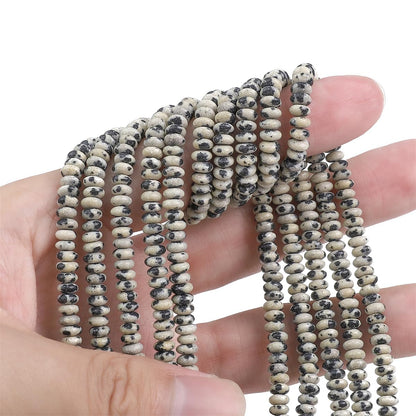 BEADIA Natural Dalmatian Stone Spacer Beads Caps Rondelle Disk Loose Beads for Beading Jewelry Making 4mmx2mm 38cm