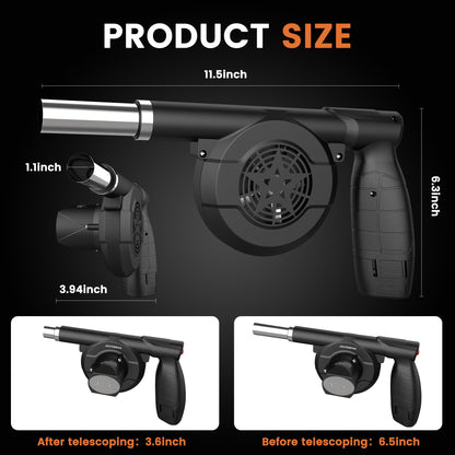 MILBOPAX Wireless Electric Bellows Portable Fireplace Tools Air Blower 12V Fan Bellows Fire Wood Stove Blower Outdoor BBQ Camping Fire Fan